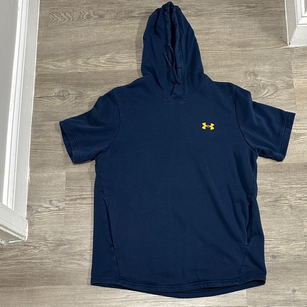Under Armour Dark Blue Hoodie Tee with orange Logo
